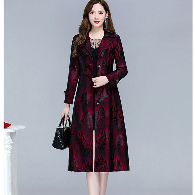 Trench Coat Formal - เสื้อโค้ทกันลมพิมพ์ลายใบหลิวสำหรับอุตสาหกรรมหนัก รุ่นใหม่ประจำฤดูใบไม้ผลิและฤดูใบไม้ร่วงปี 2026 สำหรับผู้หญิง แฟชั่นใหม่ ทรงเข้ารูป