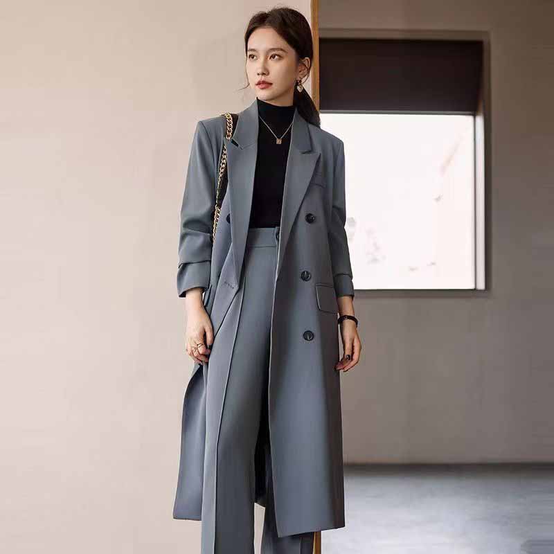 Trench Coat Formal - FANAN Elegant Long Trench Coat ผู้หญิงเกาหลี