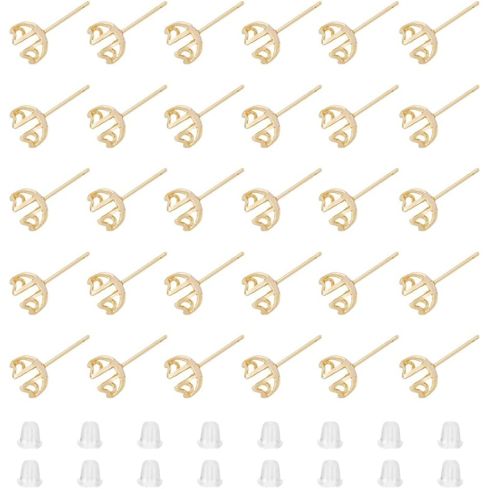Pearl Earring Stud - ตัวเรือนต่างหูแบบ 4 ขา สำหรับติดมุกหรือลูกปัด จำนวน 30