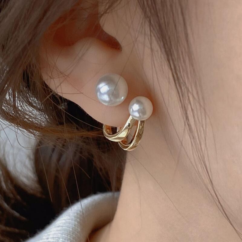 Pearl Earring Stud - เข็มเงิน 925 เกาหลีแฟชั่นต่างหูมุกสําหรับเครื่องประดับสตรี 2025 คริสตัลดอกไม้ผีเสื้อต่างหูของขวัญ