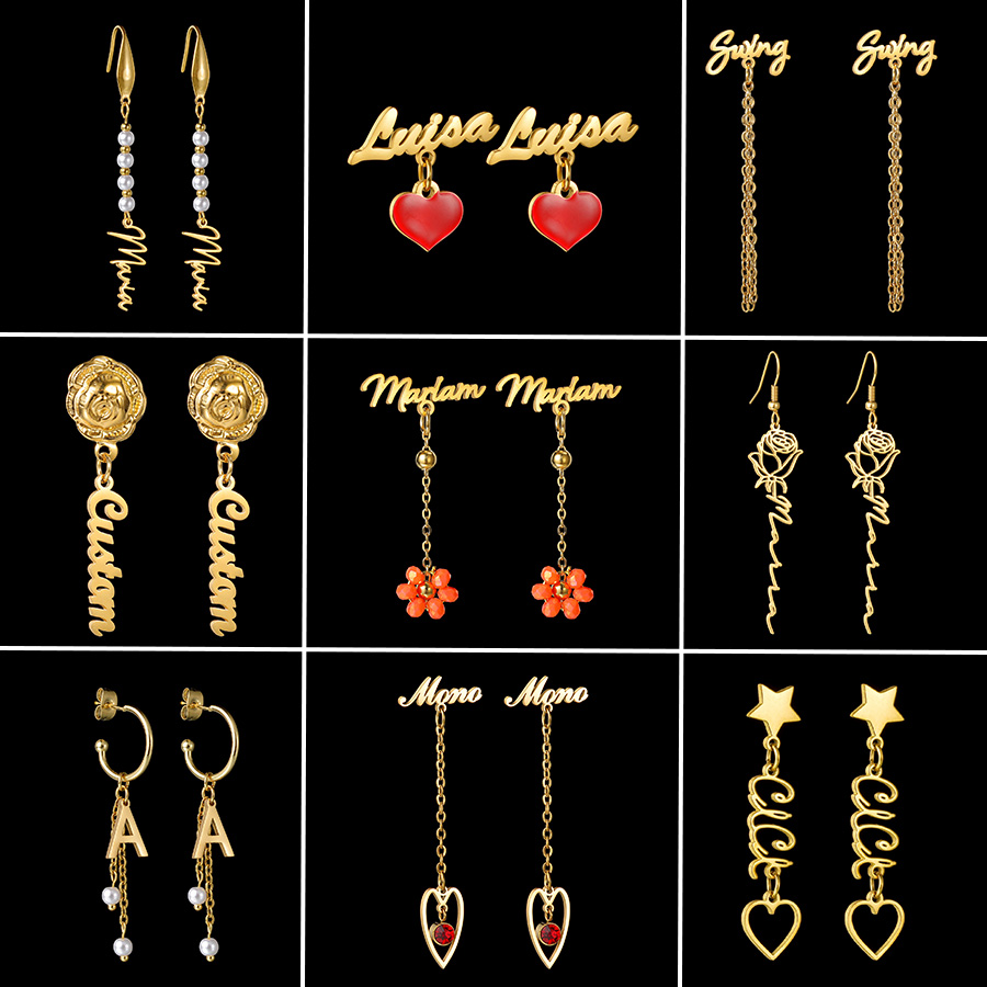 Pearl Earring Stud - อ็อกซ์อัคซ์มีต่างหูชื่อที่กำหนดเองสแตนเลสสตีลส่วนบุคคลหลายสไตล์ลูกปัดสีสันเลียนแบบมุกดอกไม้ห้อยเครื่องประดับ