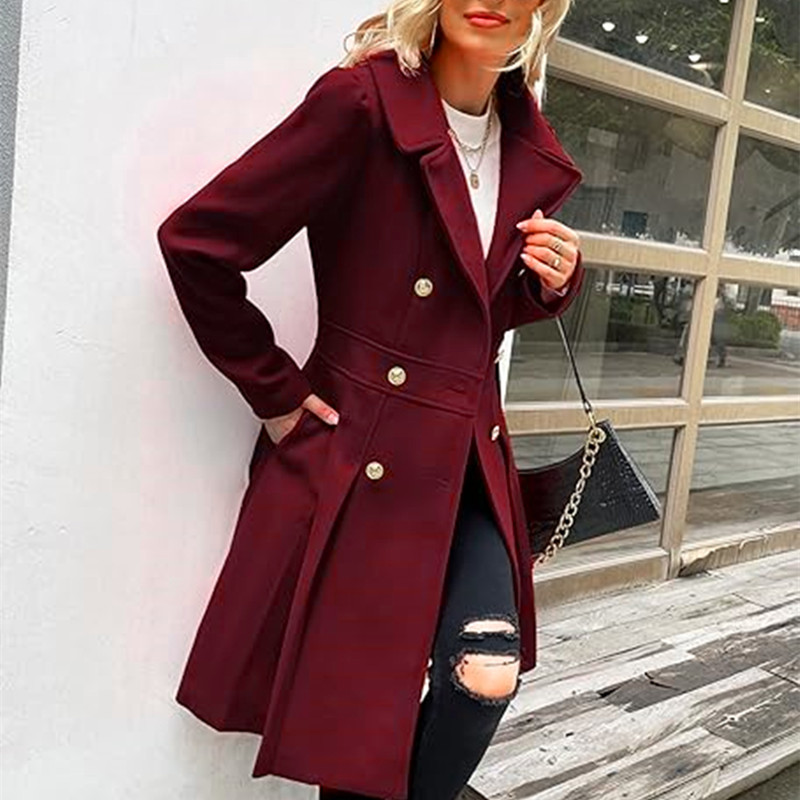 Trench Coat Formal - ฤดูหนาวผู้หญิง Trench Coat กระโปรง Double Breasted