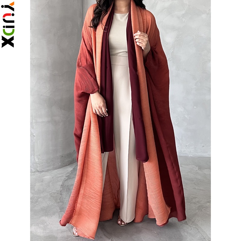 Trench Coat Formal - Yudx Miyake เสื้อกันลมมีจีบสำหรับผู้หญิง, เสื้อแจ็คเก็ตแขนค้างคาวปกผ้าพันคอเสื้อคลุมยาวแบบไล่ระดับสีเสื้อคลุมย้อนยุคแนวแฟชั่นโค้ทและแจ็คเก็ตผู้หญิง