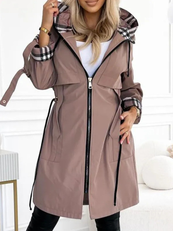 Trench Coat Formal - เสื้อโค้ทแฟชั่นผู้หญิง ฤดูใบไม้ร่วง ฤดูหนาว สีพื้น อเนกประสงค์ สไตล์ลำลอง
