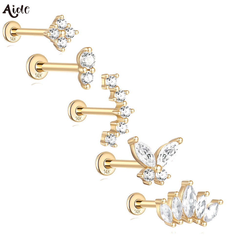 Pearl Earring Stud - Aide DIY ต่างหูมุกเพทายสีทอง14K ต่างหูเม็ดกลมแบบเรียบง่ายเครื่องประดับแบบเรียบง่ายสไตล์มินิมอลสำหรับวันหยุดอุปกรณ์เสริมคริสมาสต์