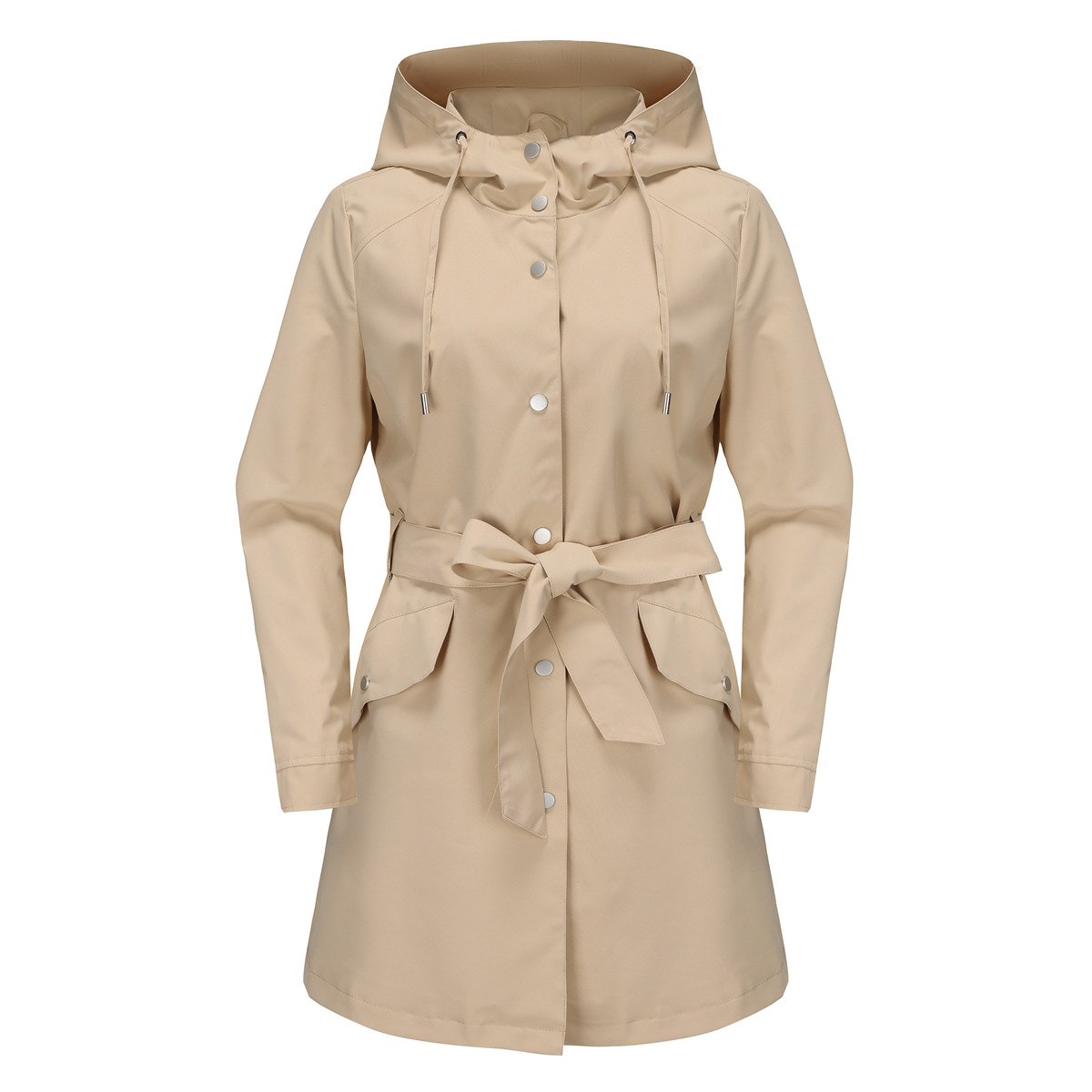 Trench Coat Formal - แจ็กเก็ตกันน้ำมีฮู้ดสำหรับผู้หญิงเสื้อกันลมมีเข็มขัดทรงหลวมบางใส่สบายสำหรับฤดูใบไม้ผลิฤดูใบไม้ร่วงเสื้อฝน