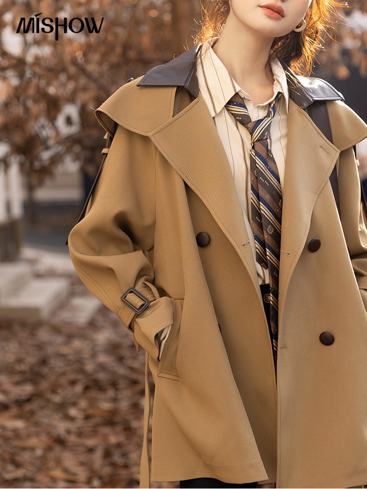 Trench Coat Formal - MISHOW Trench Coats สําหรับผู้หญิงฤดูใบไม้ร่วงเกาหลี Office Lady