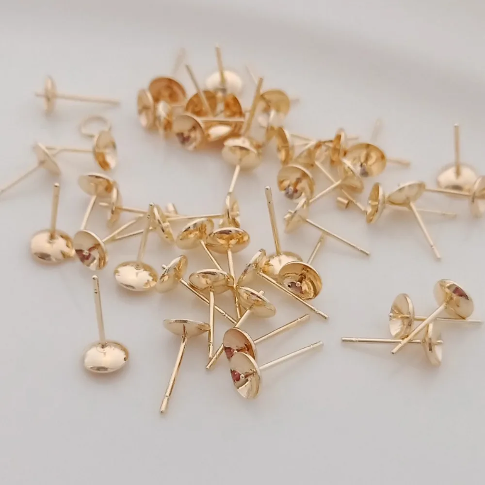 Pearl Earring Stud - อุปกรณ์ตกแต่งลูกปัดชุบทอง 14K, ต่างหูแบบติดครึ่งรู, เข็มต่างหูมุก และต่างหูเป็นอุปกรณ์ตกแต่งทำมือทั้งหมด