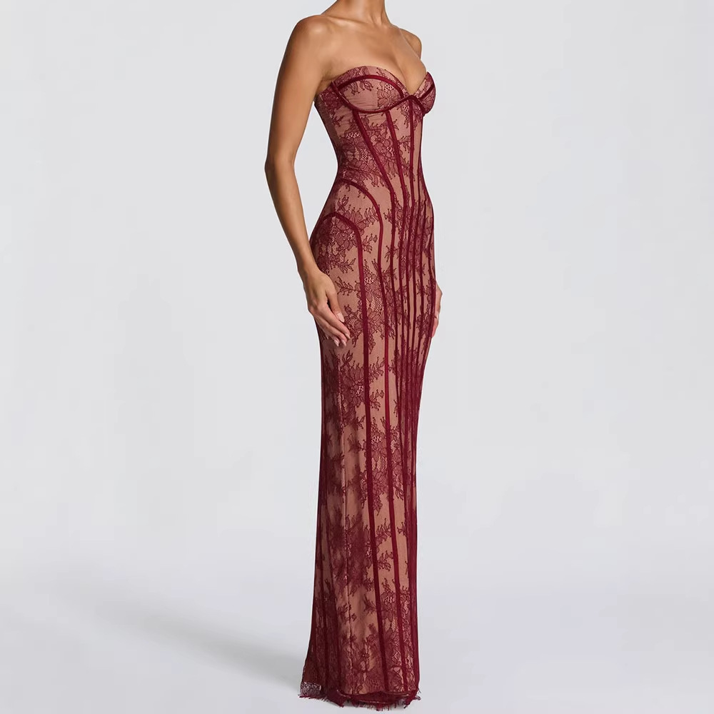 Formal Wear Gowns For Women - เดรสยาวทรงบอดี้คอนแบบไร้สายสำหรับผู้หญิง ปี 2026 ลายทาง เปิดหลัง ดีไซน์หรูหรา