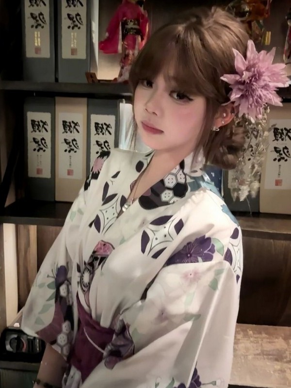 Women'S Formal Traditional Wear - ชุดกิโมโนสีม่วงแบบดั้งเดิมสำหรับผู้หญิง สำหรับถ่ายภาพในสตูดิโอ วัยรุ่นหญิง ชุดทางการ สไตล์ญี่ปุ่นปรับปรุงใหม่ ทำจากโพลีเอสเตอร์