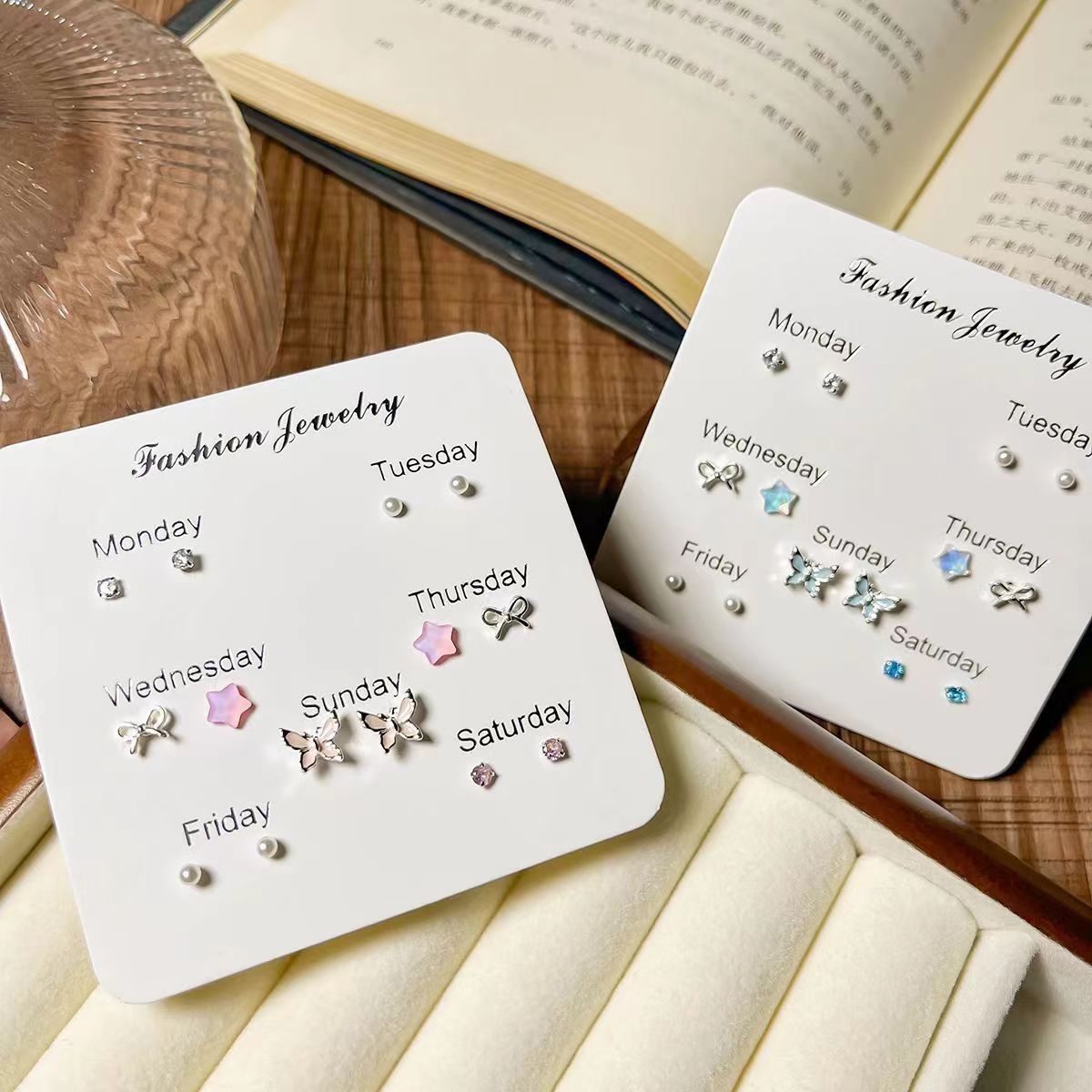 7 ชิ้นชุดใหม่ Y2K น่ารักผีเสื้ - Pearl Earring Stud บทวิจารณ์และราคา