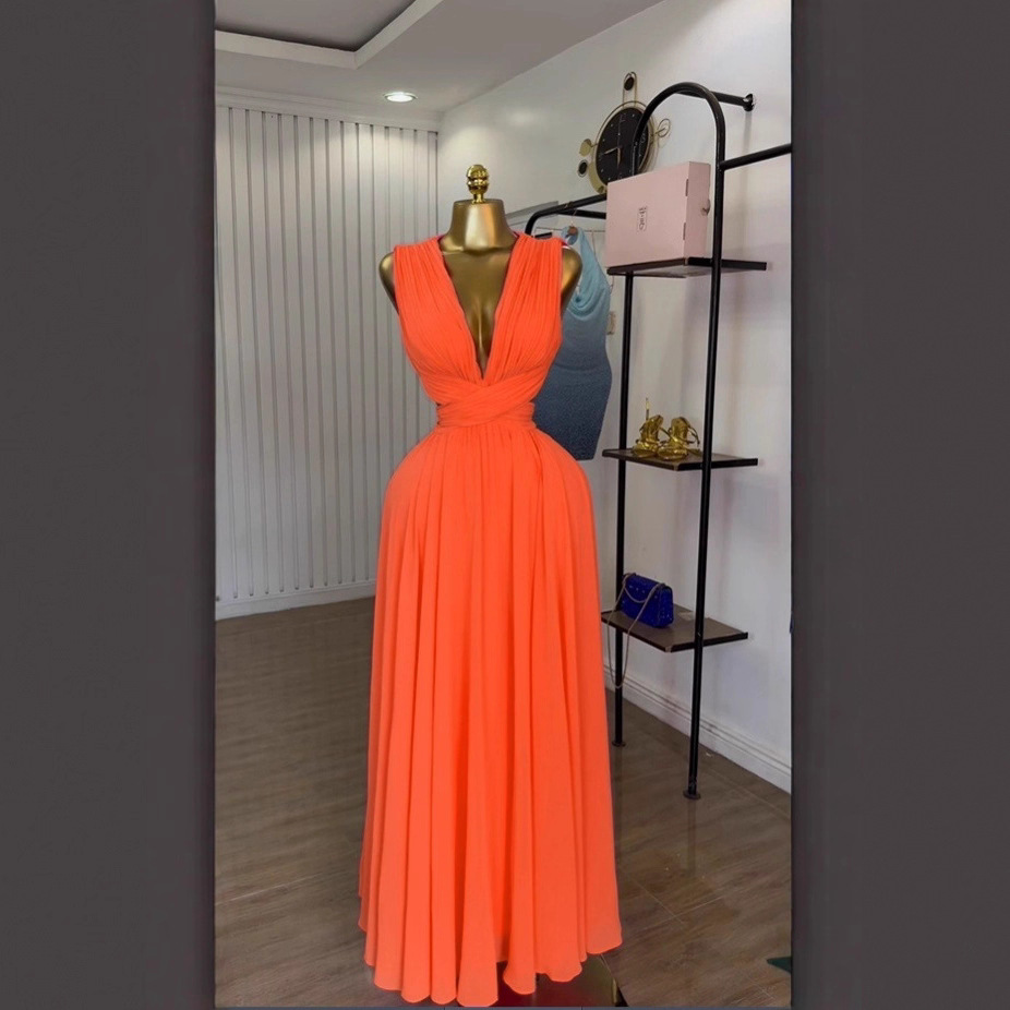 เดรสยาวผู้หญิง เดรสชายหาด คอวี - Formal Wear Gowns For Women บทวิจารณ์และราคา