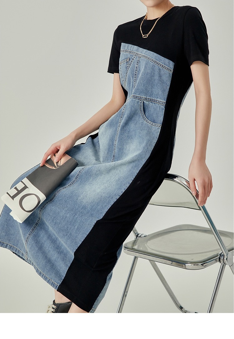 DENIM ชุดผู้หญิงชุดยาวรอบคอแขน - Formal Wear Gowns For Women บทวิจารณ์และราคา