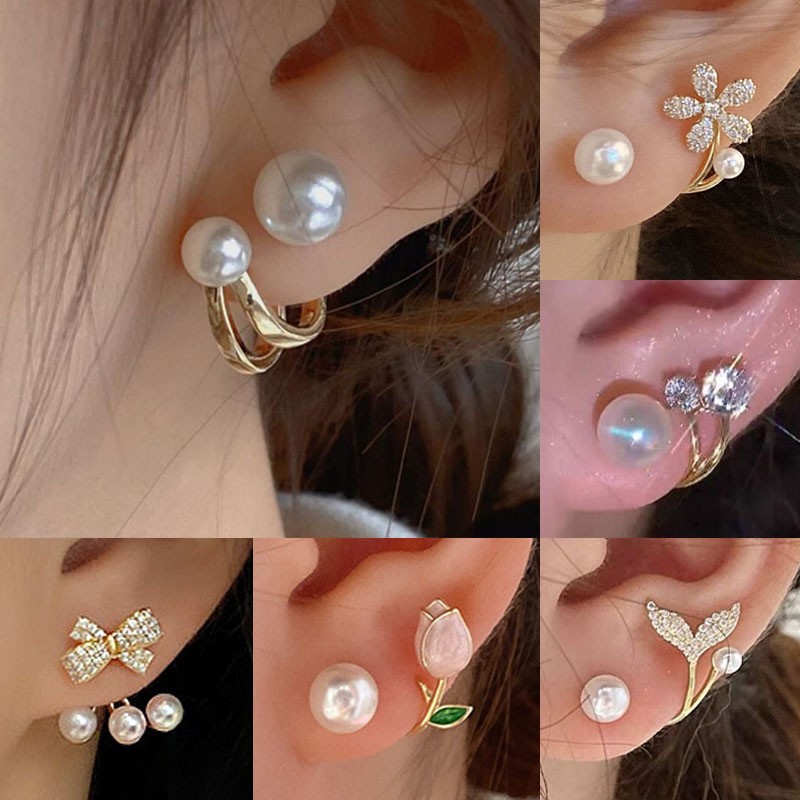 เข็มเงิน 925 เกาหลีแฟชั่นต่างห - Pearl Earring Stud บทวิจารณ์และราคา