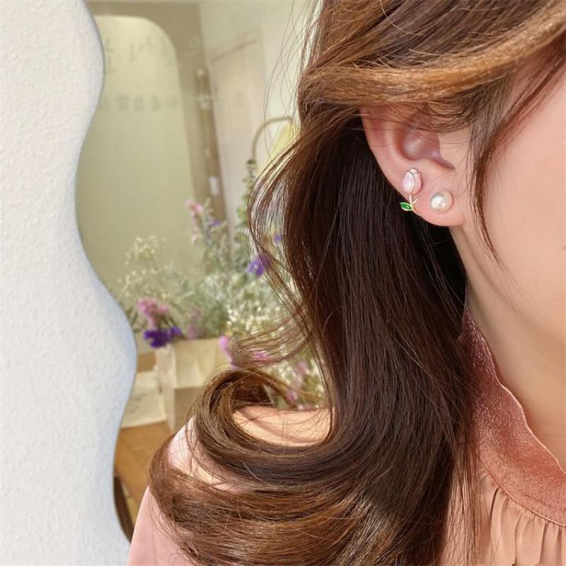 เข็มเงิน 925 เกาหลีแฟชั่นต่างห - Pearl Earring Stud บทวิจารณ์และราคา