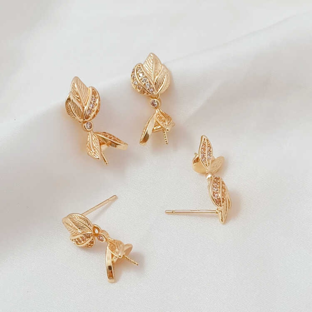 ต่างหูแบบติดหูทำมือ รูปดอกแมกโ - Pearl Earring Stud บทวิจารณ์และราคา