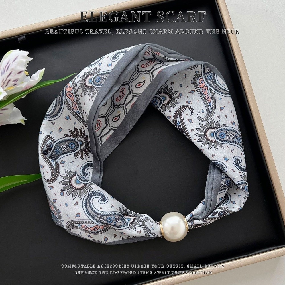 ผ้าพันคอไหมมุกแบบบางนุ่มพร้อมต - Scarf Silk Neck บทวิจารณ์และราคา