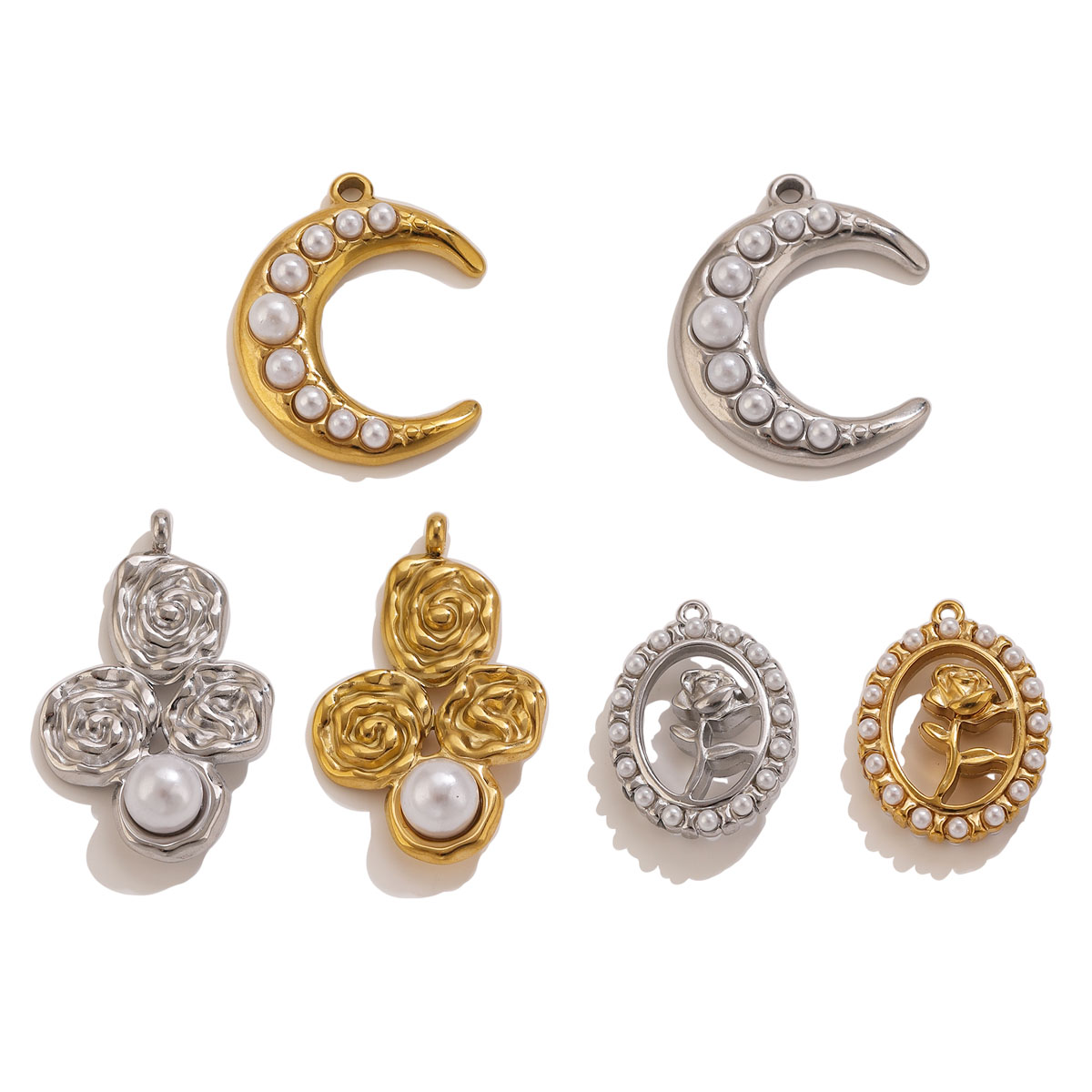 จี้รูปพระจันทร์และดอกกุหลาบประ - Pearl Earring Stud บทวิจารณ์และราคา