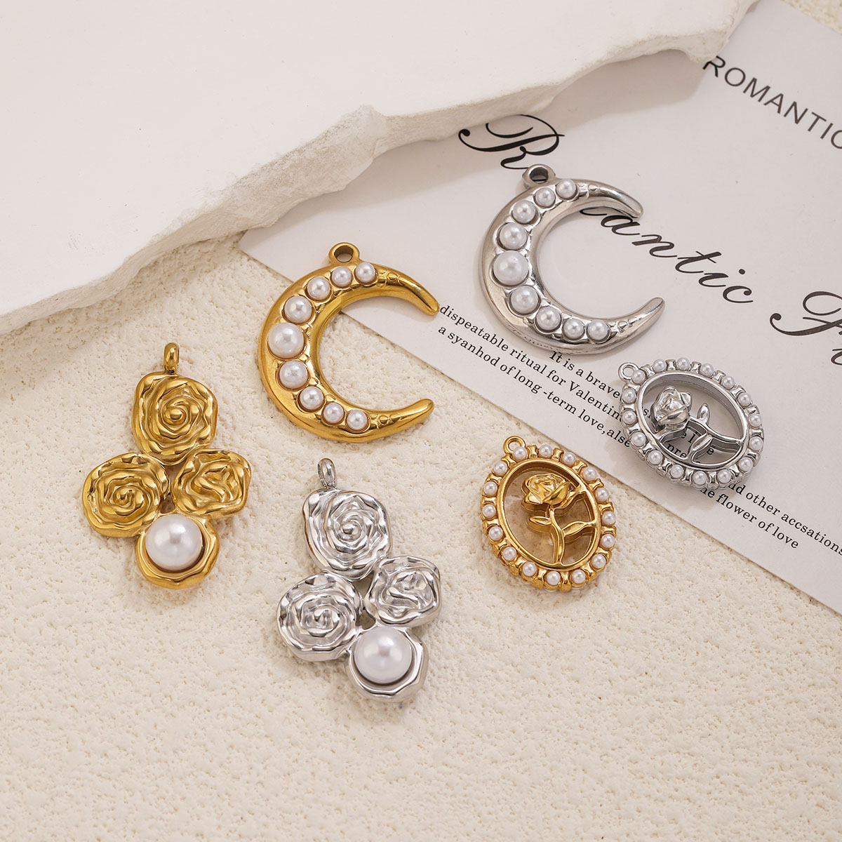 จี้รูปพระจันทร์และดอกกุหลาบประ - Pearl Earring Stud บทวิจารณ์และราคา