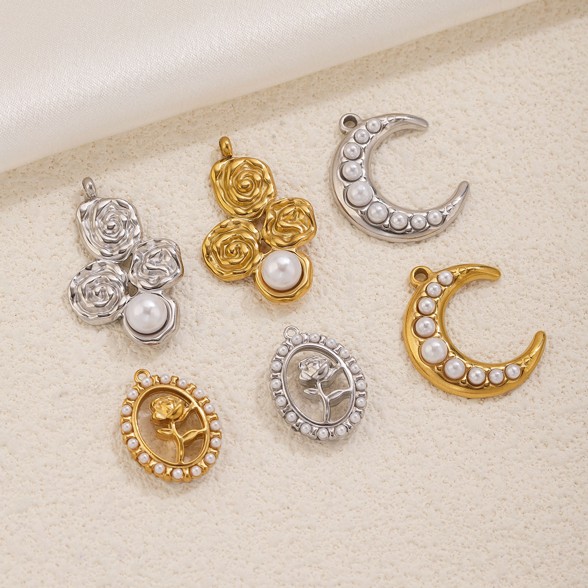 จี้รูปพระจันทร์และดอกกุหลาบประ - Pearl Earring Stud บทวิจารณ์และราคา