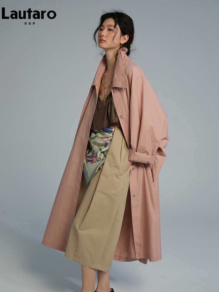 เสื้อโค้ทเทรนช์สีชมพูทรงยาวบาง - Trench Coat Formal บทวิจารณ์และราคา