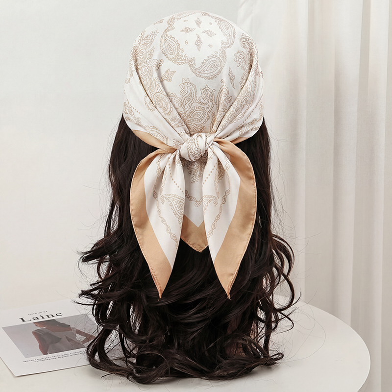 ผ้าพันคอสี่เหลี่ยมลายเพสลีย์สี - Scarf Silk Neck บทวิจารณ์และราคา