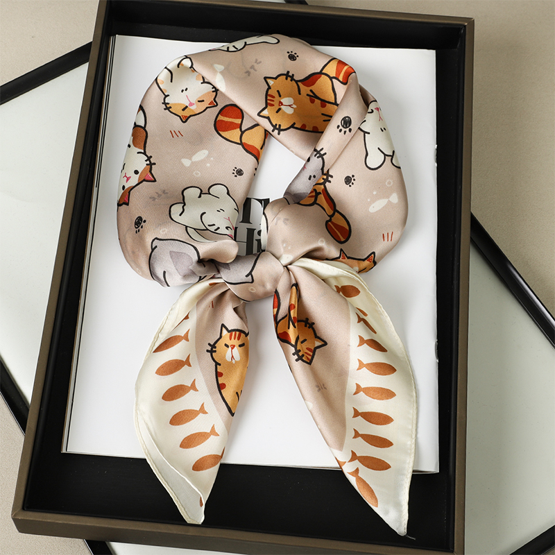 หรูหราผ้าคลุมไหล่ผ้าไหมแมวไขมั - Scarf Silk Neck บทวิจารณ์และราคา