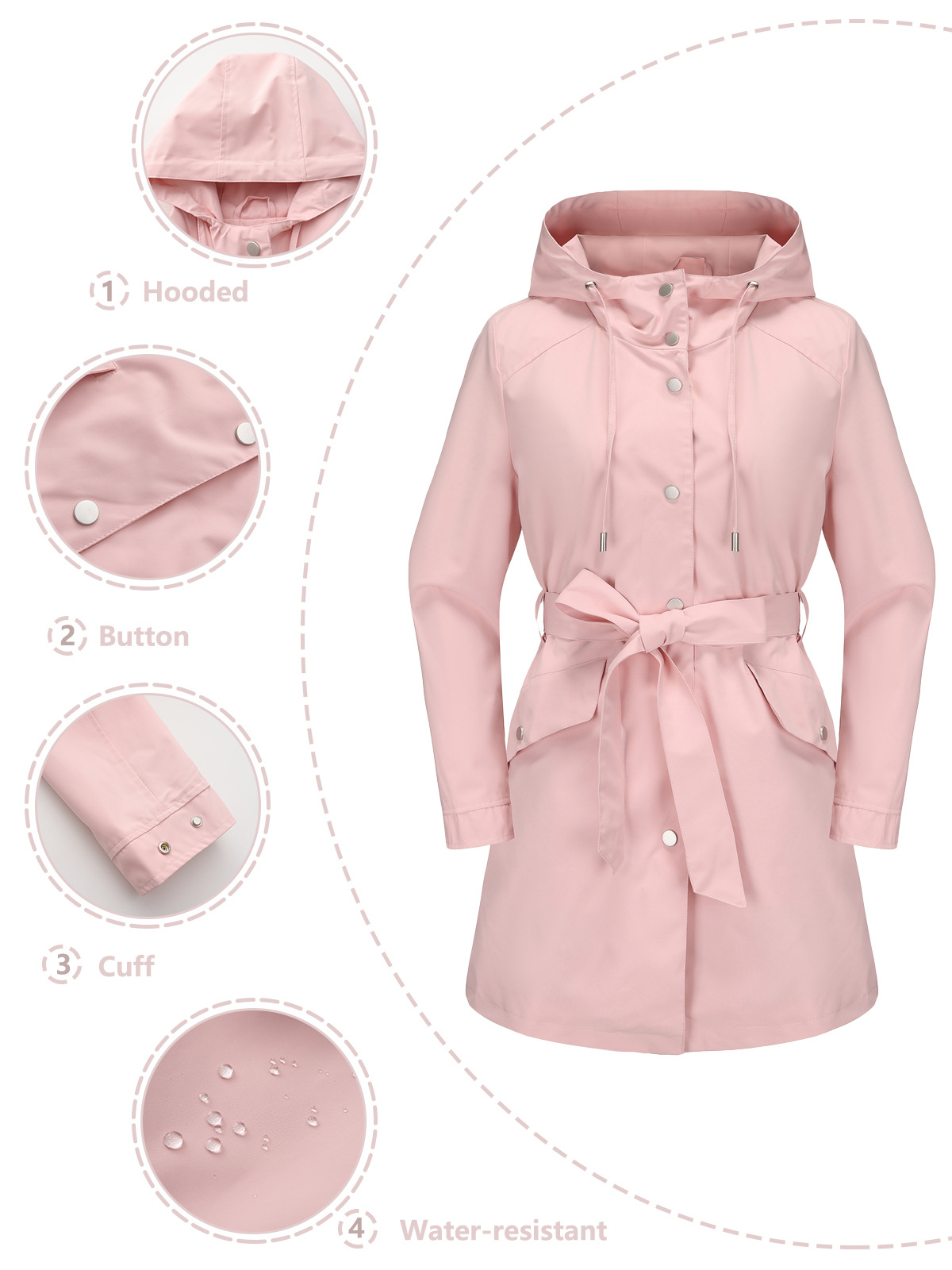 แจ็กเก็ตกันน้ำมีฮู้ดสำหรับผู้ห - Trench Coat Formal บทวิจารณ์และราคา