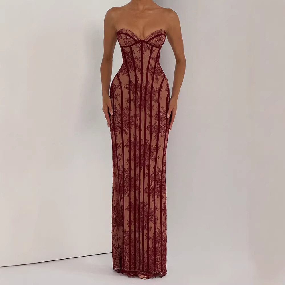 เดรสยาวทรงบอดี้คอนแบบไร้สายสำห - Formal Wear Gowns For Women บทวิจารณ์และราคา