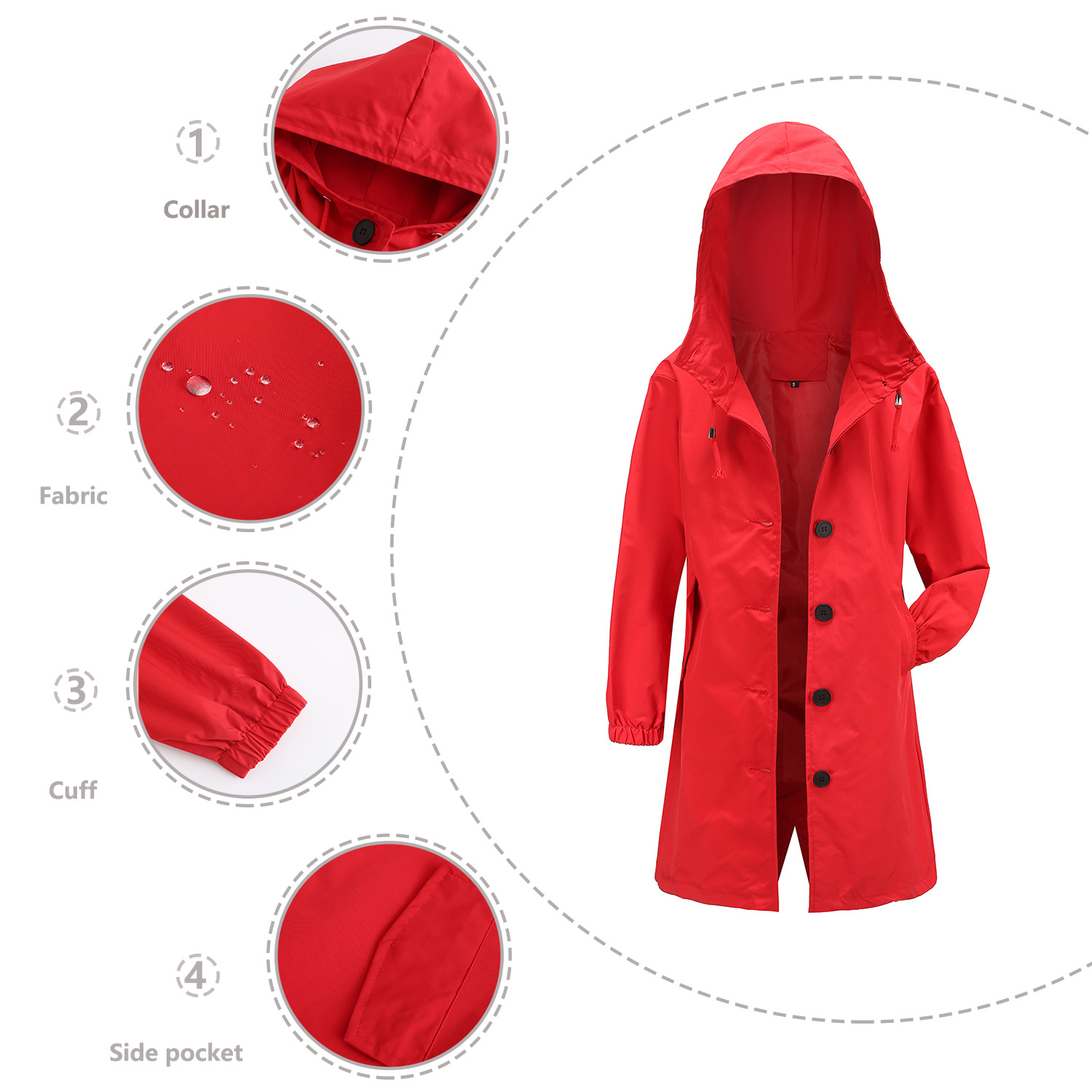 เสื้อโค้ทยาวมีฮู้ดสำหรับผู้หญิ - Trench Coat Formal บทวิจารณ์และราคา