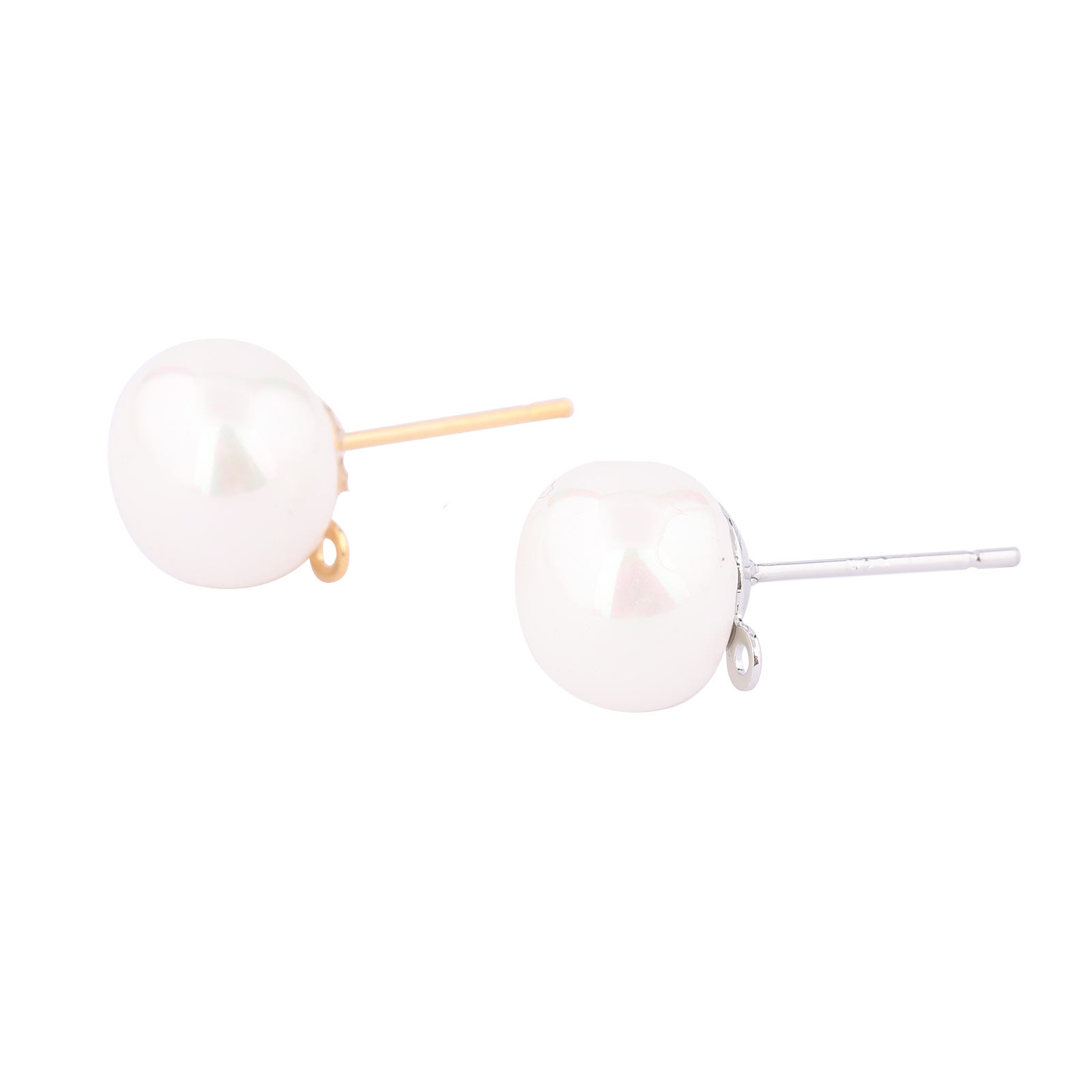 10pcs ทองแดงสีขาว K Gold Plate - Pearl Earring Stud บทวิจารณ์และราคา