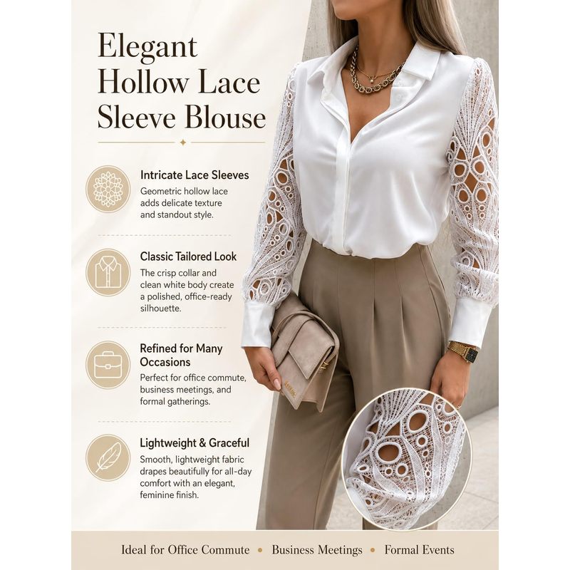 เสื้อผู้หญิงแบบติดกระดุมผ้าซาต - Women Formal Wear For Meeting บทวิจารณ์และราคา